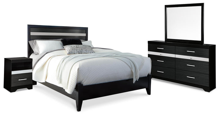 ASHLEY FURNITURE PKG014152 Queen Panel Bed With Mirrored Dresser and Nightstand