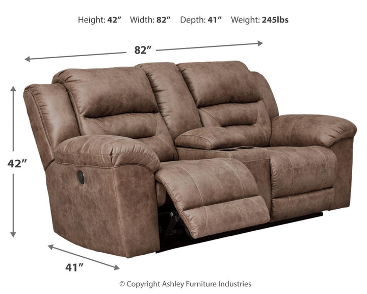 ASHLEY FURNITURE 3990596 Stoneland Power Reclining Loveseat With Console