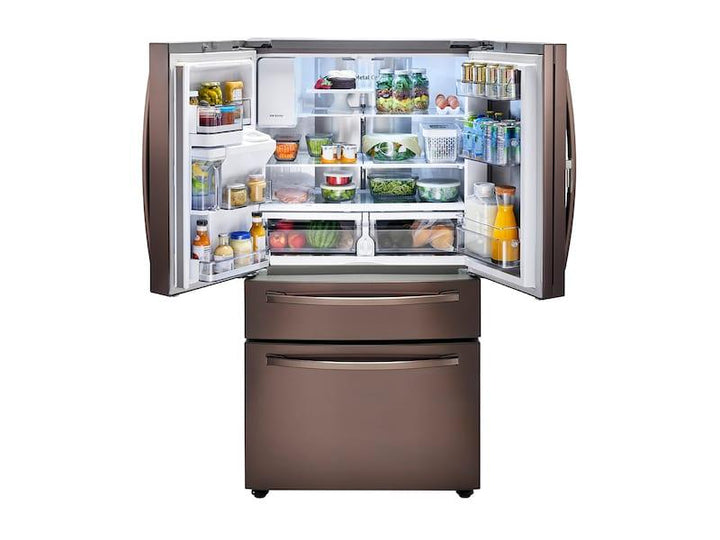 SAMSUNG RF22R7351DT 22 cu. ft. Food Showcase Counter Depth 4-Door French Door Refrigerator in Tuscan Stainless Steel