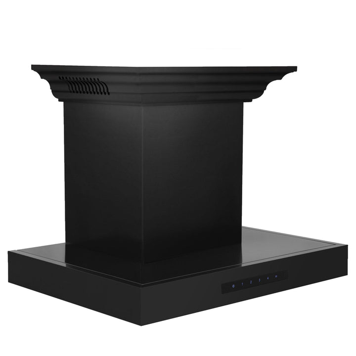 ZLINE KITCHEN AND BATH BSKENCRNBT24 ZLINE Wall Mount Range Hood in Black Stainless Steel with Built-in CrownSound R Bluetooth Speakers Size: 24 Inch