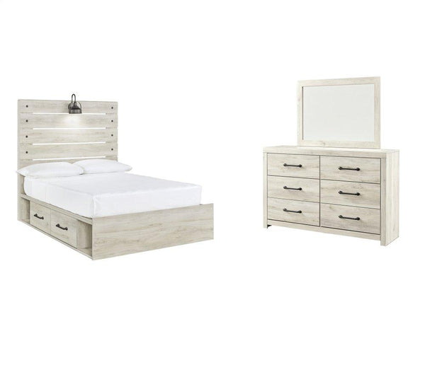 ASHLEY FURNITURE PKG002987 Full Panel Bed With 2 Storage Drawers With Mirrored Dresser
