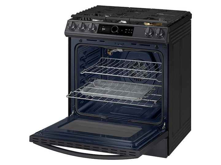 SAMSUNG NX60T8711SG 6.0 cu ft. Smart Slide-in Gas Range with Smart Dial & Air Fry in Black Stainless Steel