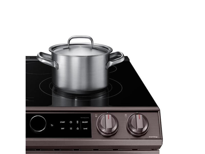 SAMSUNG NE63T8711ST Bespoke Smart Slide-in Electric Range 6.3 cu. ft. with Smart Dial & Air Fry in Tuscan Steel