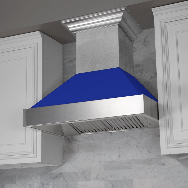 ZLINE KITCHEN AND BATH 8654BM30 ZLINE Ducted ZLINE DuraSnow Stainless Steel R Range Hood with Blue Matte Shell Size: 30 Inch