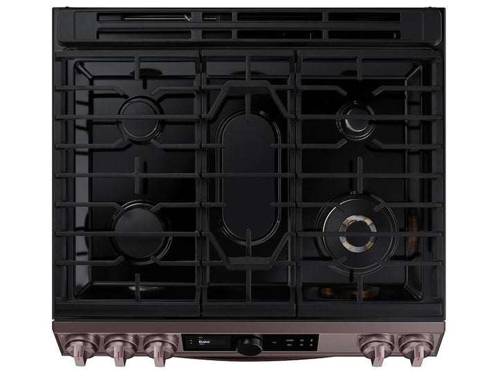 SAMSUNG NX60T8711ST Bespoke Smart Slide-in Gas Range 6.0 cu. ft. with Smart Dial, Air Fry & Wi-Fi in Tuscan Steel