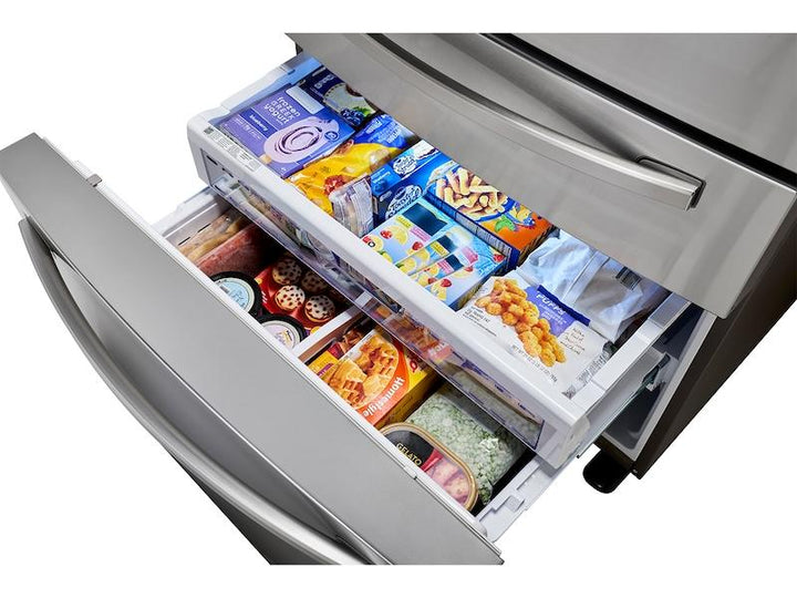 SAMSUNG RF22R7351SR 22 cu. ft. Food Showcase Counter Depth 4-Door French Door Refrigerator in Stainless Steel