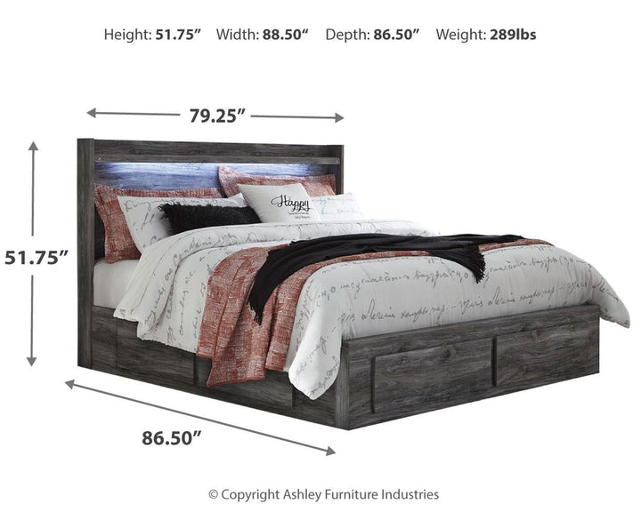 ASHLEY FURNITURE PKG014039 King Panel Bed With 2 Storage Drawers With Mirrored Dresser, and Nightstand