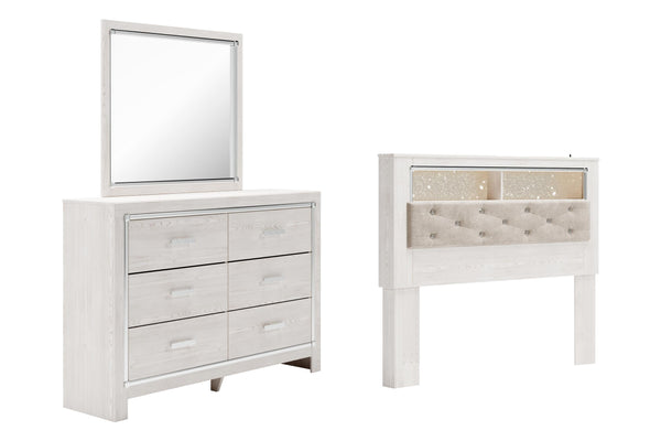 ASHLEY FURNITURE PKG009479 Queen Bookcase Headboard With Mirrored Dresser