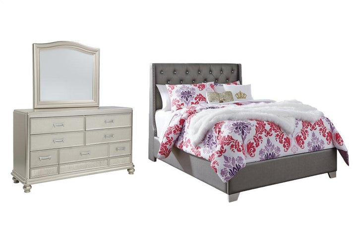 ASHLEY FURNITURE PKG007805 Full Upholstered Bed With Mirrored Dresser