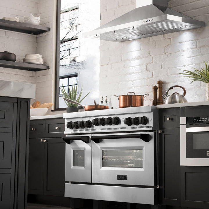 ZLINE KITCHEN AND BATH RGZ48MB ZLINE Autograph Edition 48" 6.0 cu. ft. Range with Gas Stove and Gas Oven in Stainless Steel with Accents Color: Matte Black