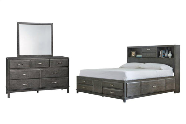 ASHLEY FURNITURE PKG005273 King Storage Bed With 8 Storage Drawers With Mirrored Dresser