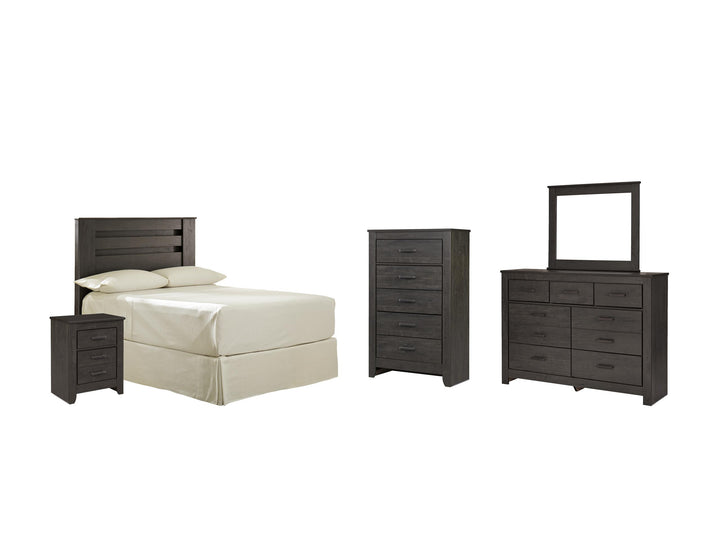 ASHLEY FURNITURE PKG004003 Full Panel Headboard With Mirrored Dresser, Chest and Nightstand