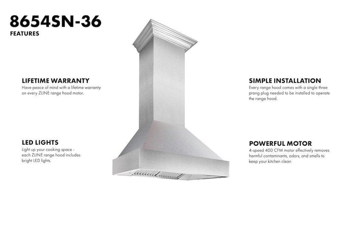 ZLINE KITCHEN AND BATH 8654SN30 ZLINE ZLINE DuraSnow Stainless Steel R Range Hood with DuraSnow R Shell Size: 30 Inch