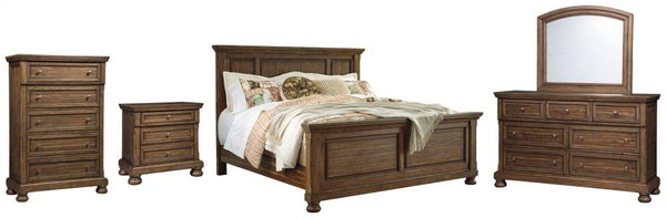 ASHLEY FURNITURE PKG006436 King Panel Bed With Mirrored Dresser, Chest and Nightstand