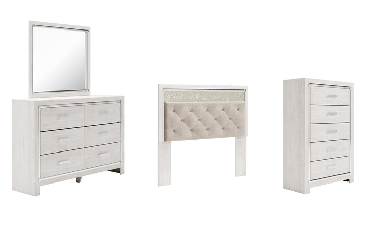 ASHLEY FURNITURE PKG009469 Queen Panel Headboard With Mirrored Dresser and Chest