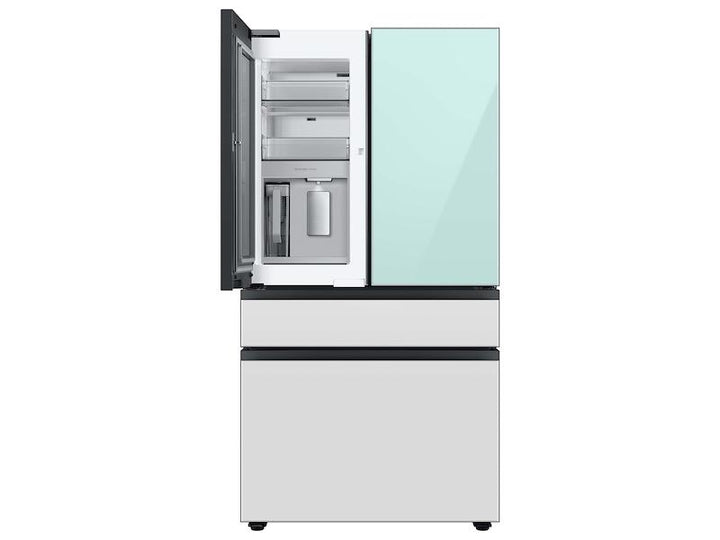 SAMSUNG RF23BB86004MAA Bespoke 4-Door French Door Refrigerator 23 cu. ft. with Beverage Center TM in Morning Blue Glass Top Panels and White Glass Middle and Bottom Panels