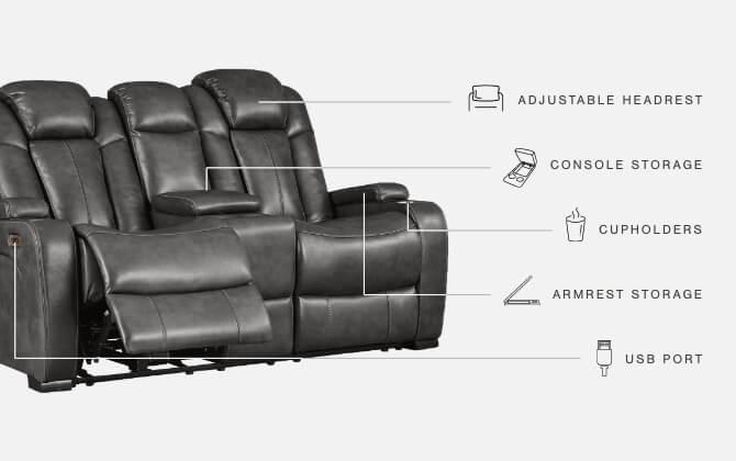 ASHLEY FURNITURE 8500118 Turbulance Power Reclining Loveseat