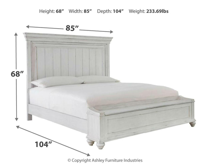 ASHLEY FURNITURE PKG007951 King Panel Bed With Storage With Mirrored Dresser and Chest