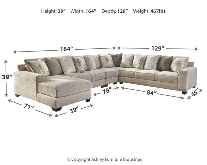 ASHLEY FURNITURE 39504S7 Ardsley 5-piece Sectional With Chaise