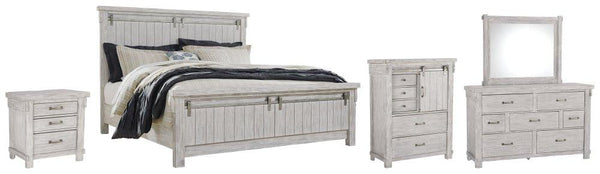 ASHLEY FURNITURE PKG006805 California King Panel Bed With Mirrored Dresser, Chest and Nightstand