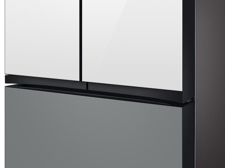 SAMSUNG RF30BB69006MAA Bespoke 3-Door French Door Refrigerator 30 cu. ft. - with Top Left and Family Hub TM Panel in White Glass - and Matte Grey Glass Bottom Door Panel