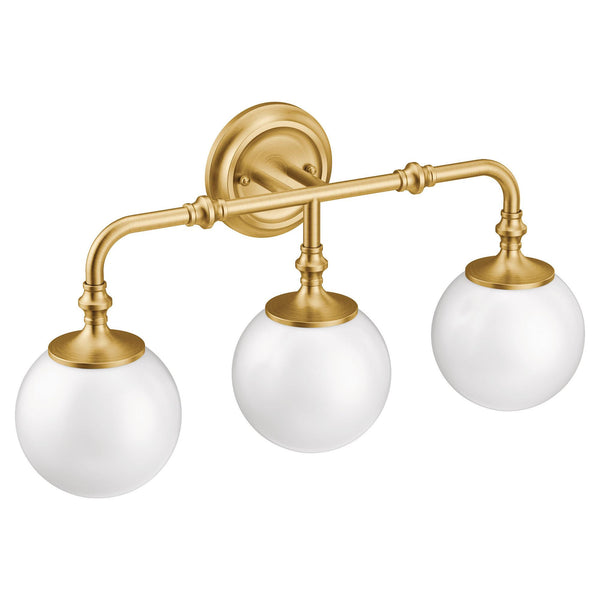 MOEN YB0563BG Colinet Brushed gold three globe bath light