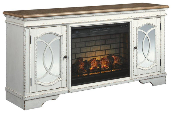 ASHLEY FURNITURE W743W2 Realyn 74" TV Stand With Electric Fireplace