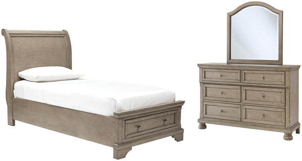 ASHLEY FURNITURE PKG006614 Twin Sleigh Bed With Mirrored Dresser
