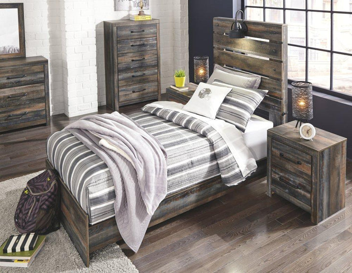 ASHLEY FURNITURE PKG003226 Twin Panel Bed With Mirrored Dresser, Chest and Nightstand