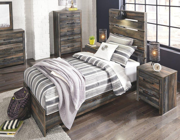 ASHLEY FURNITURE PKG003225 Twin Panel Bed With Mirrored Dresser and Chest