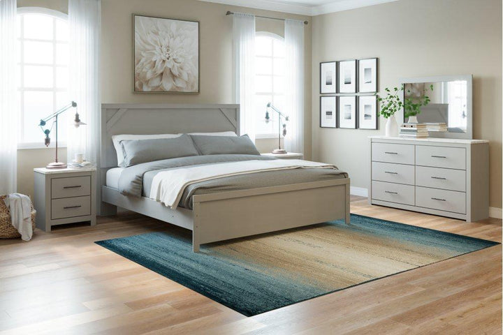 ASHLEY FURNITURE PKG009408 King Panel Bed With Mirrored Dresser and 2 Nightstands