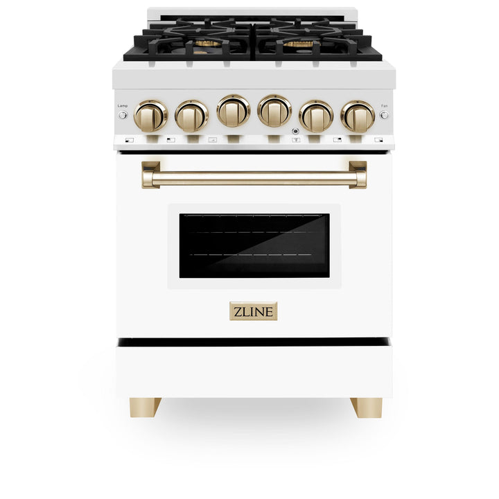 ZLINE KITCHEN AND BATH RGZWM24MB ZLINE Autograph Edition 24" 2.8 cu. ft. Range with Gas Stove and Gas Oven in Stainless Steel with White Matte Door and Matte Black Accents Color: Matte Black