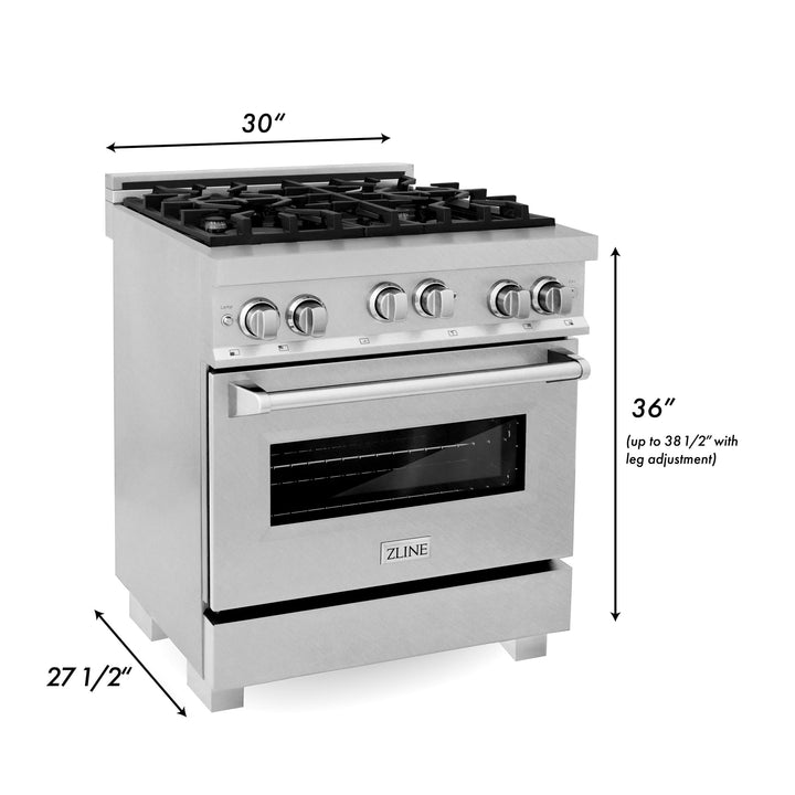 ZLINE KITCHEN AND BATH RGSRG30 ZLINE 30" 4.0 cu. ft. Range with Gas Stove and Gas Oven in DuraSnow R Stainless Steel with Color Door Options Color: Red Gloss