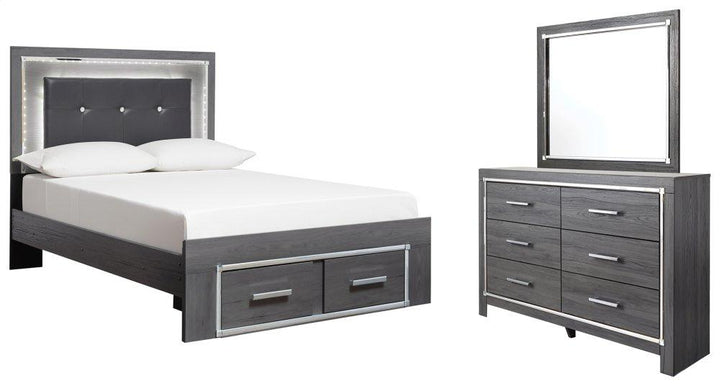 ASHLEY FURNITURE PKG003613 Full Panel Bed With 2 Storage Drawers With Mirrored Dresser