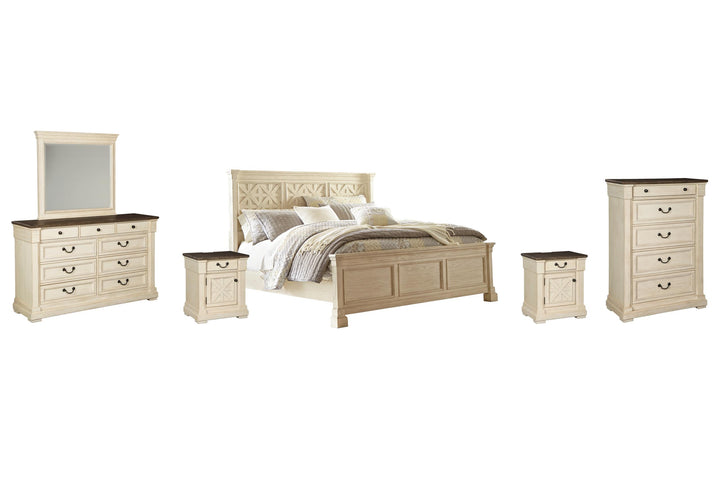 ASHLEY FURNITURE PKG006096 Queen Panel Bed With Mirrored Dresser, Chest and 2 Nightstands