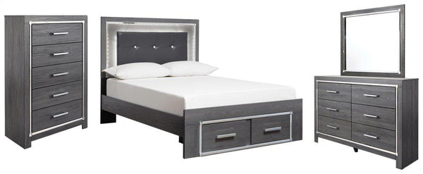 ASHLEY FURNITURE PKG003615 Full Panel Bed With 2 Storage Drawers With Mirrored Dresser and Chest