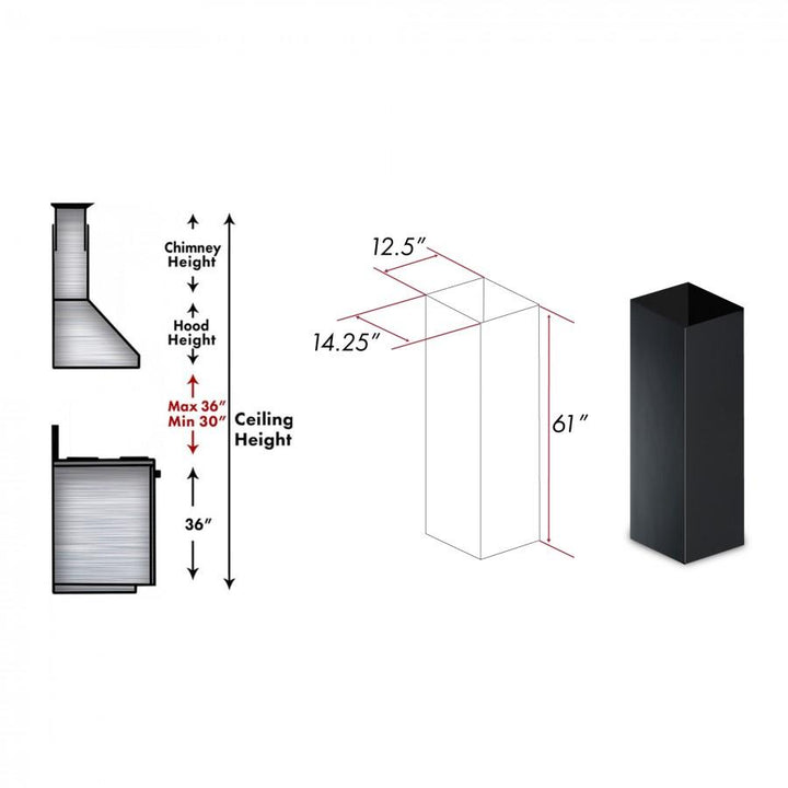 ZLINE KITCHEN AND BATH KBICCE ZLINE 61" Wooden Chimney Extension for Ceilings up to 12.5 ft.