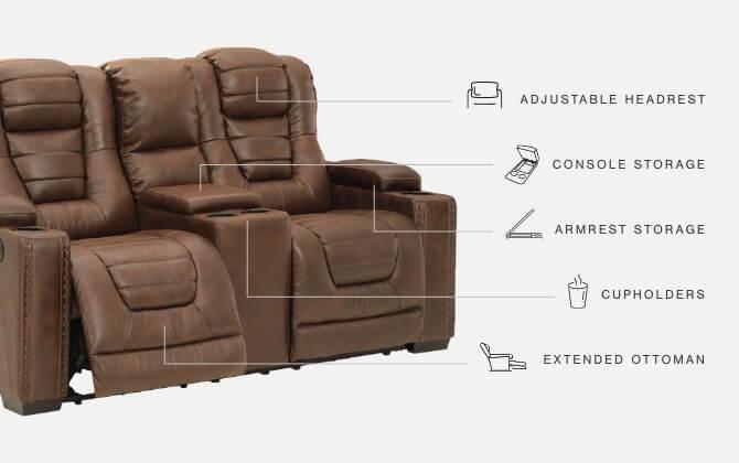 ASHLEY FURNITURE 2450518 Owners Box Power Reclining Loveseat With Console