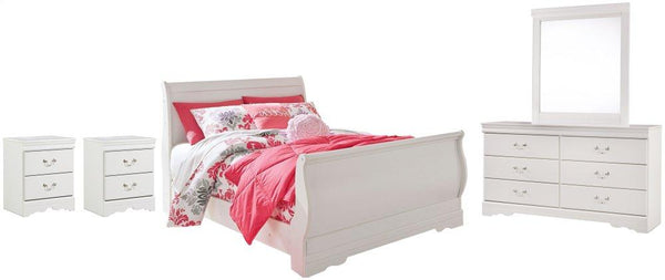 ASHLEY FURNITURE PKG002585 Full Sleigh Bed With Mirrored Dresser and 2 Nightstands