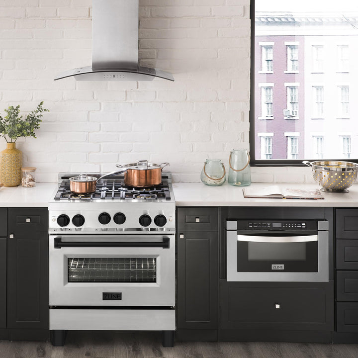 ZLINE KITCHEN AND BATH RGZ30MB ZLINE Autograph Edition 30" 4.0 cu. ft. Range with Gas Stove and Gas Oven in Stainless Steel with Accents Color: Matte Black