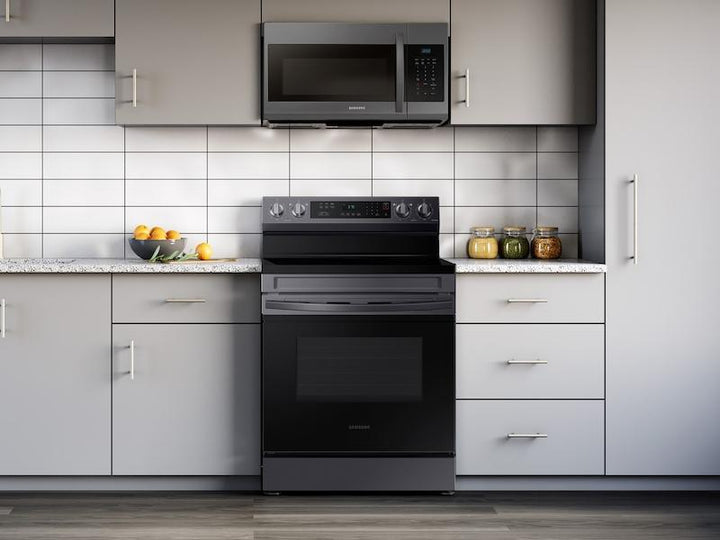 SAMSUNG NE63A6311SG 6.3 cu. ft. Smart Freestanding Electric Range with Rapid Boil TM & Self Clean in Black Stainless Steel