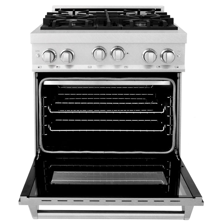 ZLINE KITCHEN AND BATH RGSSNBR30 ZLINE 30" 4.0 cu. ft. Range with Gas Stove and Gas Oven in DuraSnow R Stainless Steel with Color Door Options Color: DuraSnow R Stainless Steel with Brass Burners