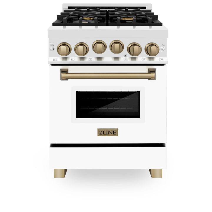 ZLINE KITCHEN AND BATH RGZWM24MB ZLINE Autograph Edition 24" 2.8 cu. ft. Range with Gas Stove and Gas Oven in Stainless Steel with White Matte Door and Matte Black Accents Color: Matte Black