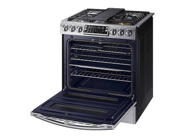 SAMSUNG NX58K9850SS 5.8 cu. ft. Slide-In Gas Range with Flex Duo TM & Dual Door in Stainless Steel