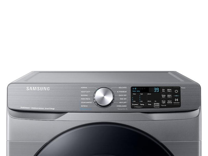 SAMSUNG DVG45B6300P 7.5 cu. ft. Smart Gas Dryer with Steam Sanitize+ in Platinum