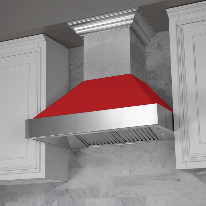 ZLINE KITCHEN AND BATH 8654RM30 ZLINE Ducted ZLINE DuraSnow Stainless Steel R Range Hood with Red Matte Shell Size: 30 Inch