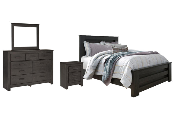 ASHLEY FURNITURE PKG012907 Queen Panel Bed With Mirrored Dresser and Nightstand