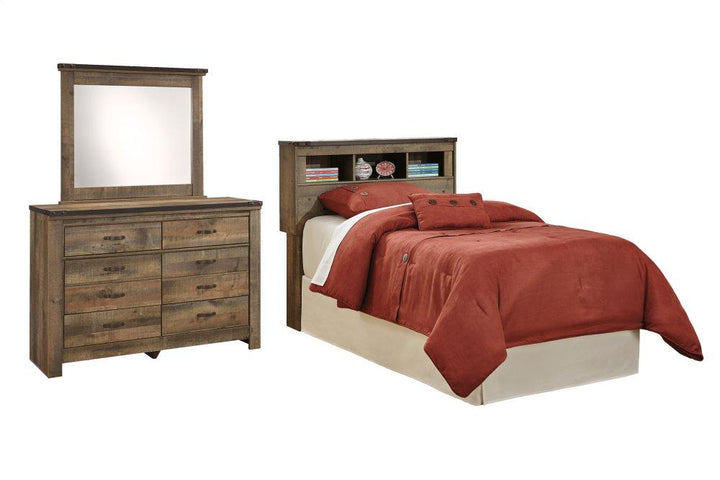 ASHLEY FURNITURE PKG005100 Twin Bookcase Headboard With Mirrored Dresser