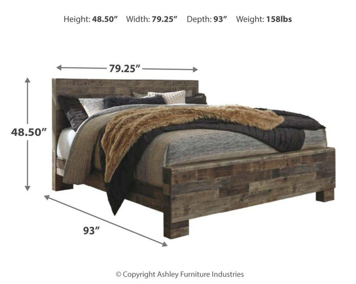 ASHLEY FURNITURE PKG003482 King Panel Bed With Mirrored Dresser, Chest and Nightstand