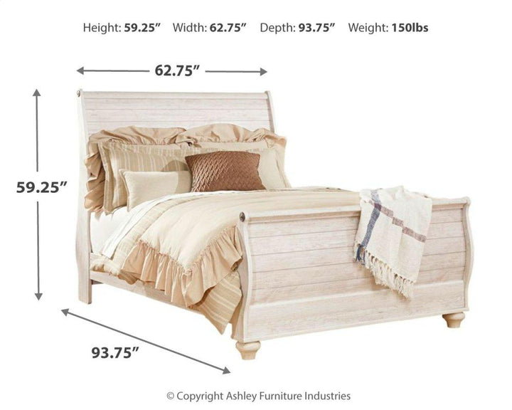 ASHLEY FURNITURE PKG004365 Queen Sleigh Bed With Mirrored Dresser and 2 Nightstands